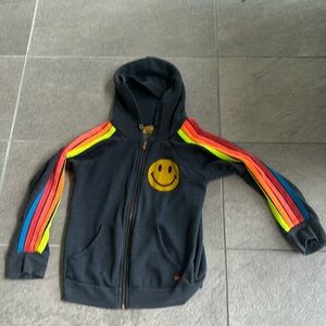 Aviator nation sweatshirt 5 color stripes with smiley face size 12